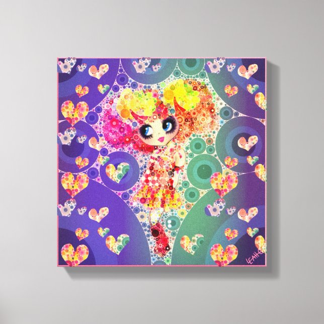 Kawaii Girl PinkyP wallart Harajuku Rainbow Art Canvas Print (Front)