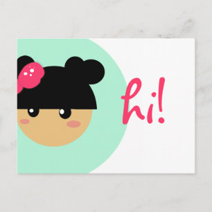 kawaii girl postcard stationery