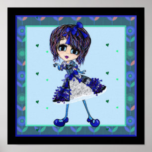 Kawaii Girl Saphire blue lolita Poster