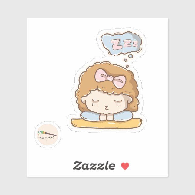 Kawaii Girl Sleeping Scrapbooking Sticker (Sheet)