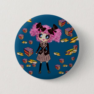 Kawaii Girl Student Gifts with PinkyP 6 Cm Round Badge