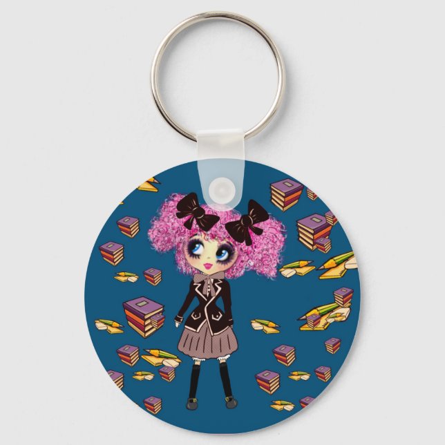 Kawaii Girl Student Gifts with PinkyP Key Ring (Front)