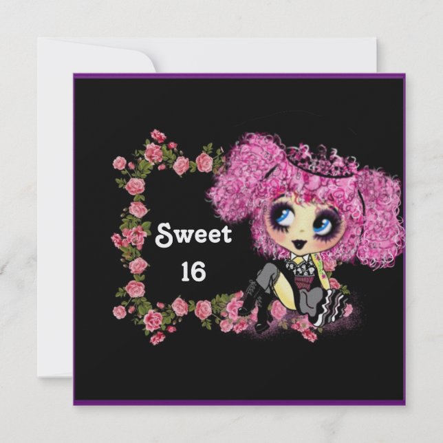 Kawaii girl sweet 16 PinkyP Invitation (Front)