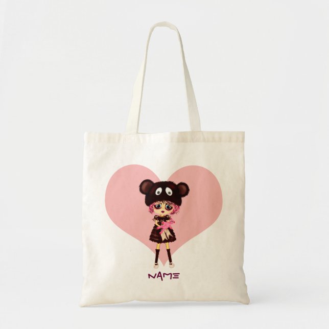 Kawaii Girl why so sad? Crying child with bear Tote Bag (Front)