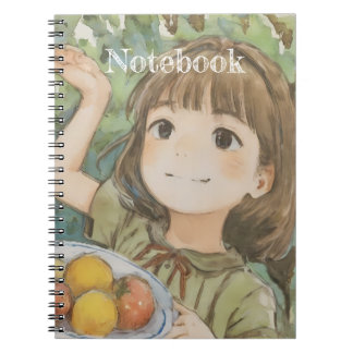 Kawaii Girl with Fruit Spiral Notebook