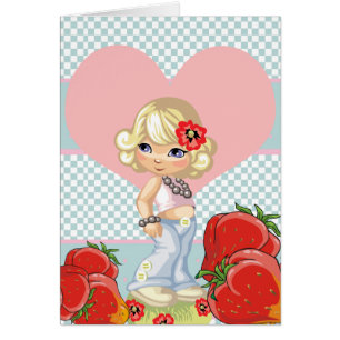 Kawaii girl with strawberries very cute
