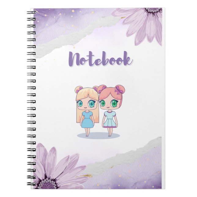 Kawaii Girls: Spiral Notebook for Kids (Front)