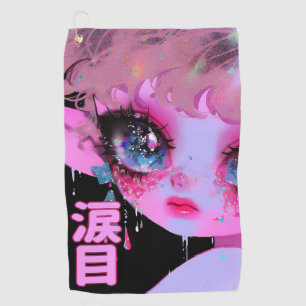 Kawaii Glitter Teary Eyes "Namidame" Japanese Golf Towel