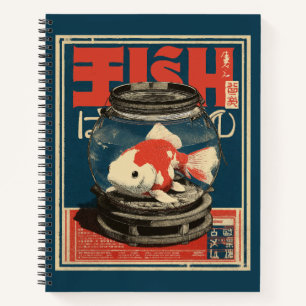 Kawaii Goldfish in Bowl Japanese Retro Aquarium Notebook
