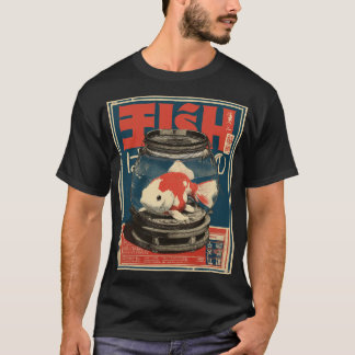 Kawaii Goldfish in Bowl | Japanese Retro Aquarium T-Shirt