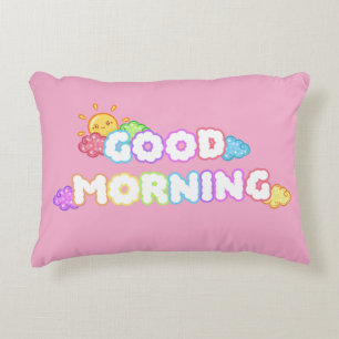 Kawaii Good Morning Sun & Rainbow Clouds Decorative Cushion