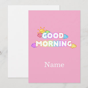 Kawaii Good Morning Sun & Rainbow Clouds Invitation