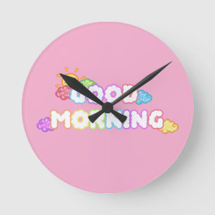 Kawaii Good Morning Sun & Rainbow Clouds Round Clock