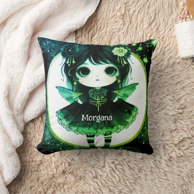 Kawaii Goth Girls Cute Personalised Gothic Chibi Cushion (Blanket)