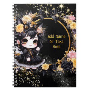 Kawaii Goth Girls Cute Personalised Gothic Chibi Notebook