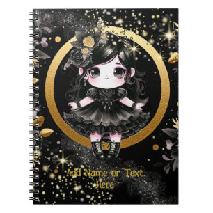 Kawaii Goth Girls Cute Personalised Gothic Chibi Notebook