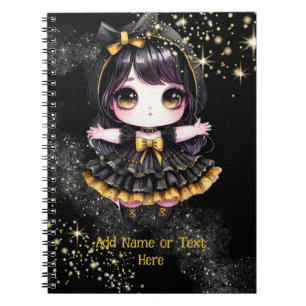 Kawaii Goth Girls Cute Personalised Gothic Chibi Notebook