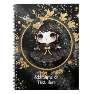 Kawaii Goth Girls Cute Personalised Gothic Chibi Notebook