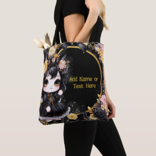Kawaii Goth Girls Cute Personalised Gothic Chibi Tote Bag