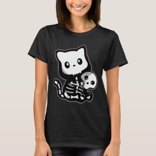 Kawaii Goth Pastel Skeleton Black Cat Cute T-Shirt