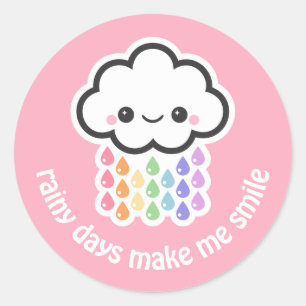 Kawaii Goth Rainbow Rain Cloud Classic Round Sticker