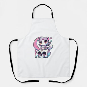 Kawaii Gothic Cat Pastel Gothic Goth Cat   Apron