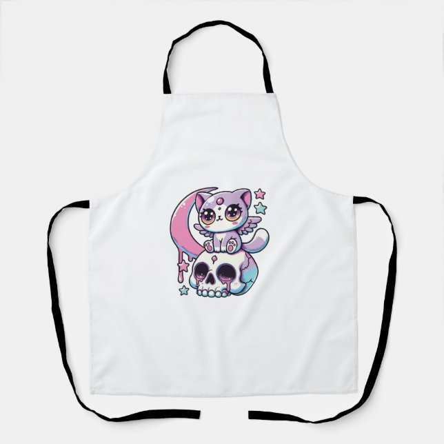 Kawaii Gothic Cat Pastel Gothic Goth Cat   Apron (Front)