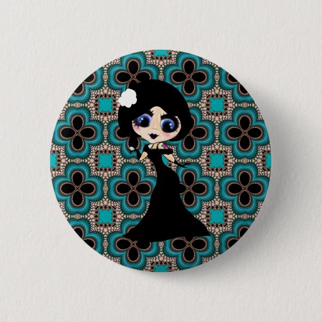 Kawaii Gothic Lolita ArtDeco girl 6 Cm Round Badge (Front)