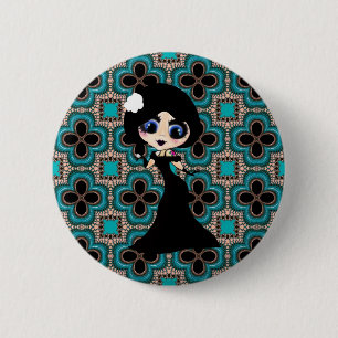 Kawaii Gothic Lolita ArtDeco girl 6 Cm Round Badge