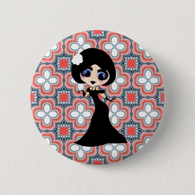 Kawaii Gothic Lolita ArtDeco girl 6 Cm Round Badge (Front)