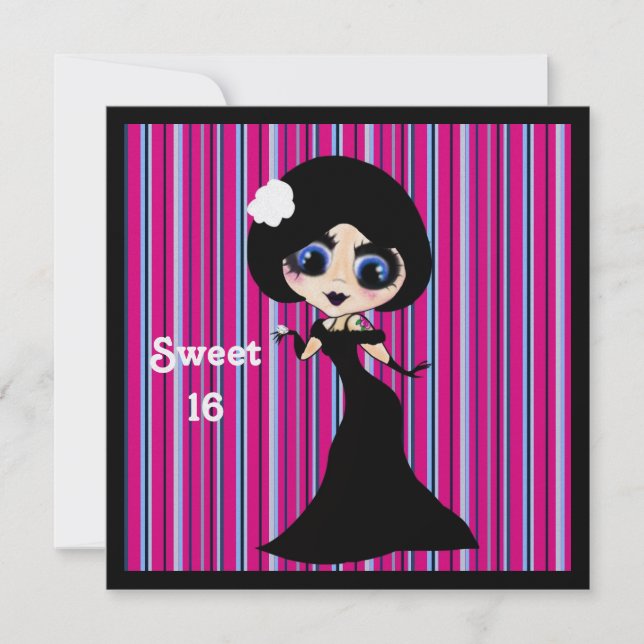 Kawaii Gothic Lolita ArtDeco girl Invitation (Front)