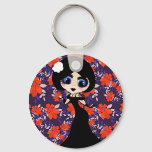 Kawaii Gothic Lolita ArtDeco girl Key Ring