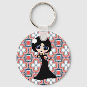 Kawaii Gothic Lolita ArtDeco girl Key Ring