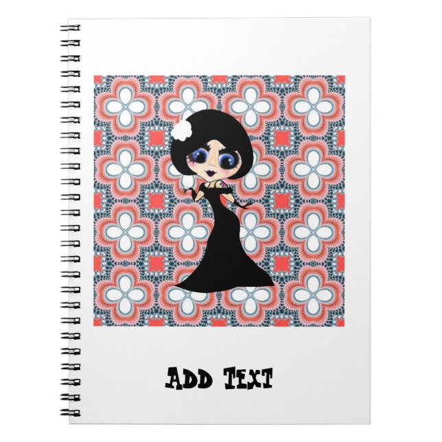 Kawaii Gothic Lolita ArtDeco girl Notebook (Front)