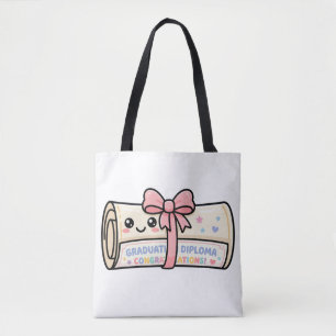 Kawaii Graduation Diploma Scroll Ribbon Cute Tote Bag