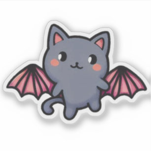 Kawaii Gray Bat Cat - Adorable Flying Kitten