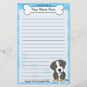 Kawaii Greater Swiss Mountain Dog Stationery