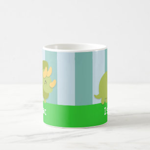Kawaii green and yellow Triceratops for kids Coffee Mug