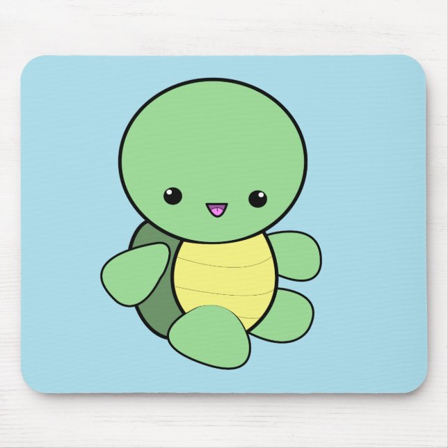 Kawaii green baby turtle mousepad (Front)
