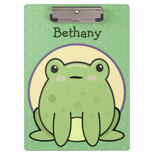 Kawaii Green Frog Personalised  Clipboard