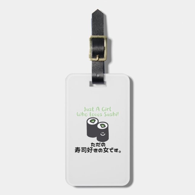 Kawaii Green Sushi Roll Lover Luggage Tag (Front Vertical)