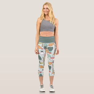 kawaii green sushi tempura cute  capri leggings