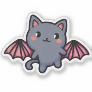 Kawaii Grey Bat Cat - Adorable Flying Kitten