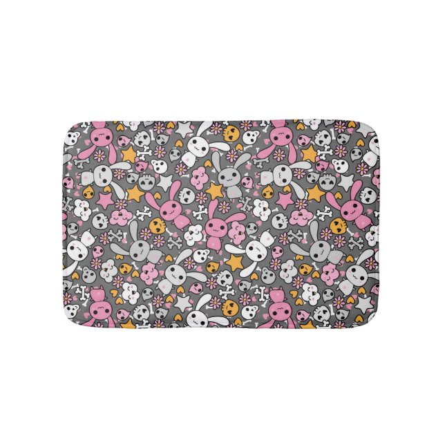 kawaii grey pattern bath mat (Front)