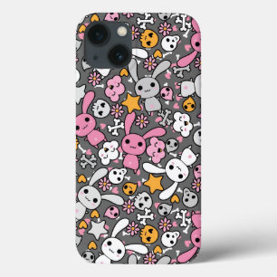 kawaii grey pattern iPhone 13 case