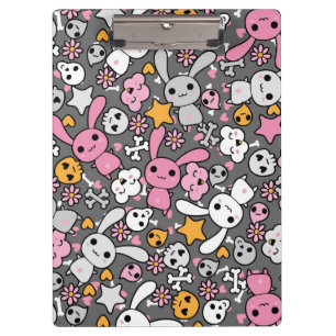 kawaii grey pattern clipboard