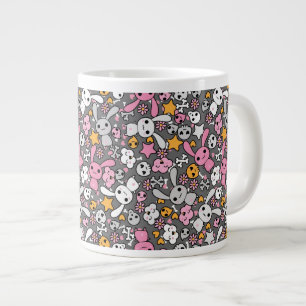 kawaii grey pattern large coffee mug