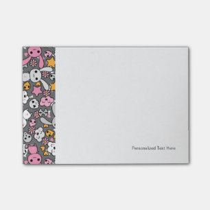 kawaii grey pattern post-it notes