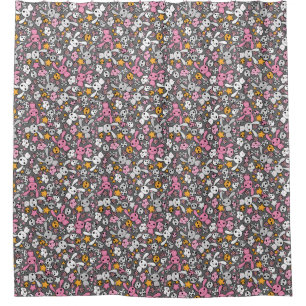 kawaii grey pattern shower curtain