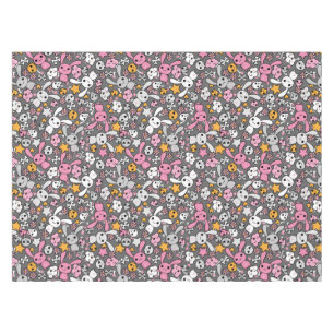 kawaii grey pattern tablecloth